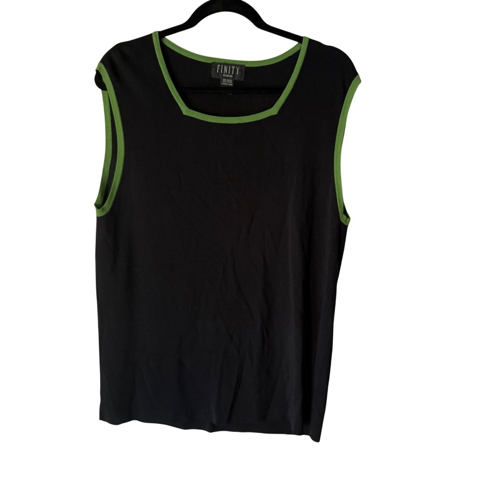 FINITY WOMAN Vintage 90s Grunge Black Sleeveless Square‎ Neck Tank Top Top 1X